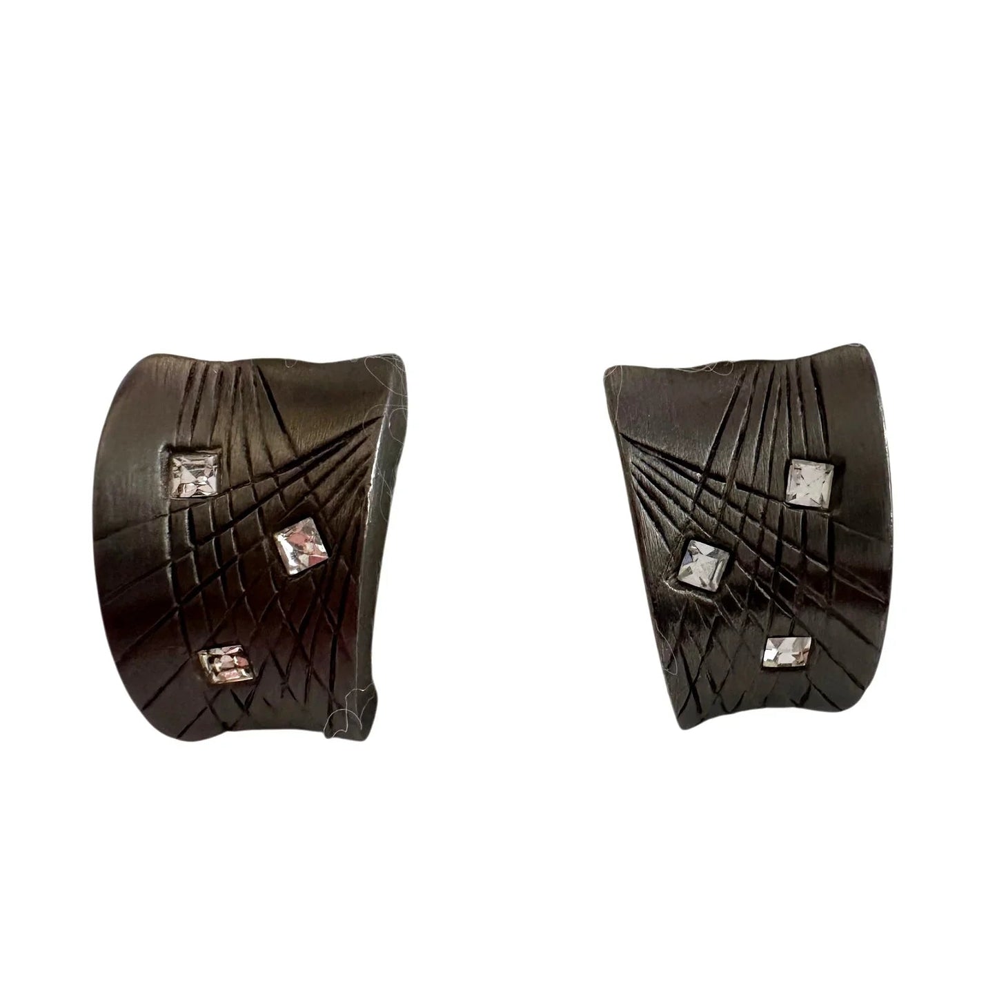 Givenchy Dark Textured Clip - On Earrings with Crystal Accents - Givenchy - earrings - A+ Stuff