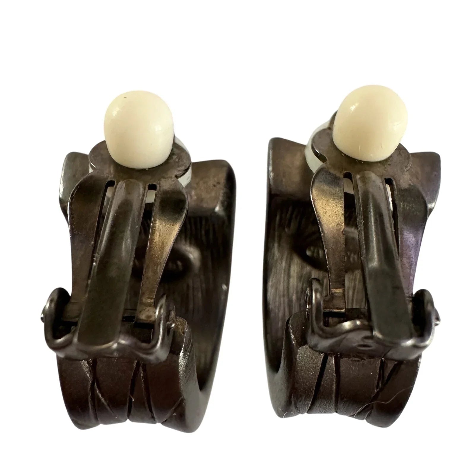 Givenchy Dark Textured Clip - On Earrings with Crystal Accents - Givenchy - earrings - A+ Stuff