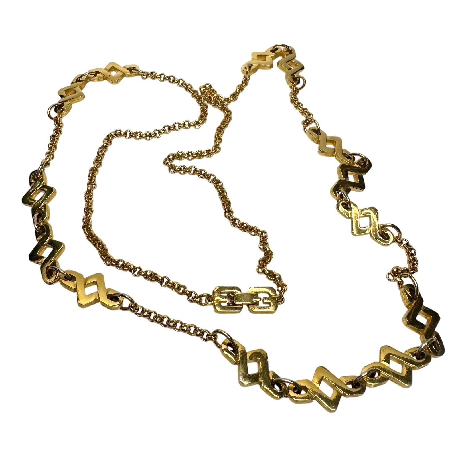 Givenchy Geometric Knot Vintage Long Layering Necklace Gold Plated - 31" - Givenchy - Necklace with Pendant - A+ Stuff