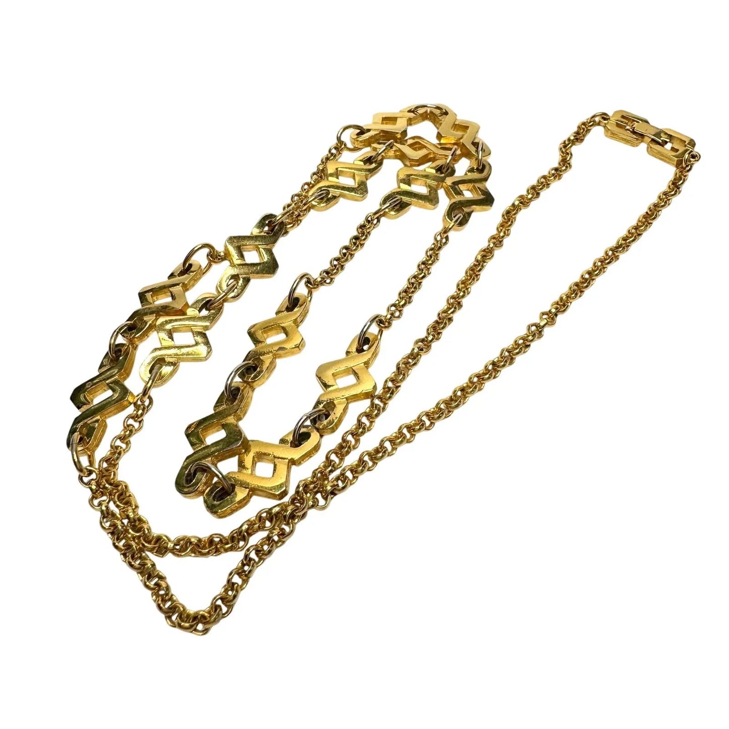Givenchy Geometric Knot Vintage Long Layering Necklace Gold Plated - 31" - Givenchy - Necklace with Pendant - A+ Stuff