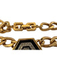 Givenchy Necklace with "G" in Hexagonal Pendant of Black Enamel and Rhinestones - Givenchy - A+ Stuff