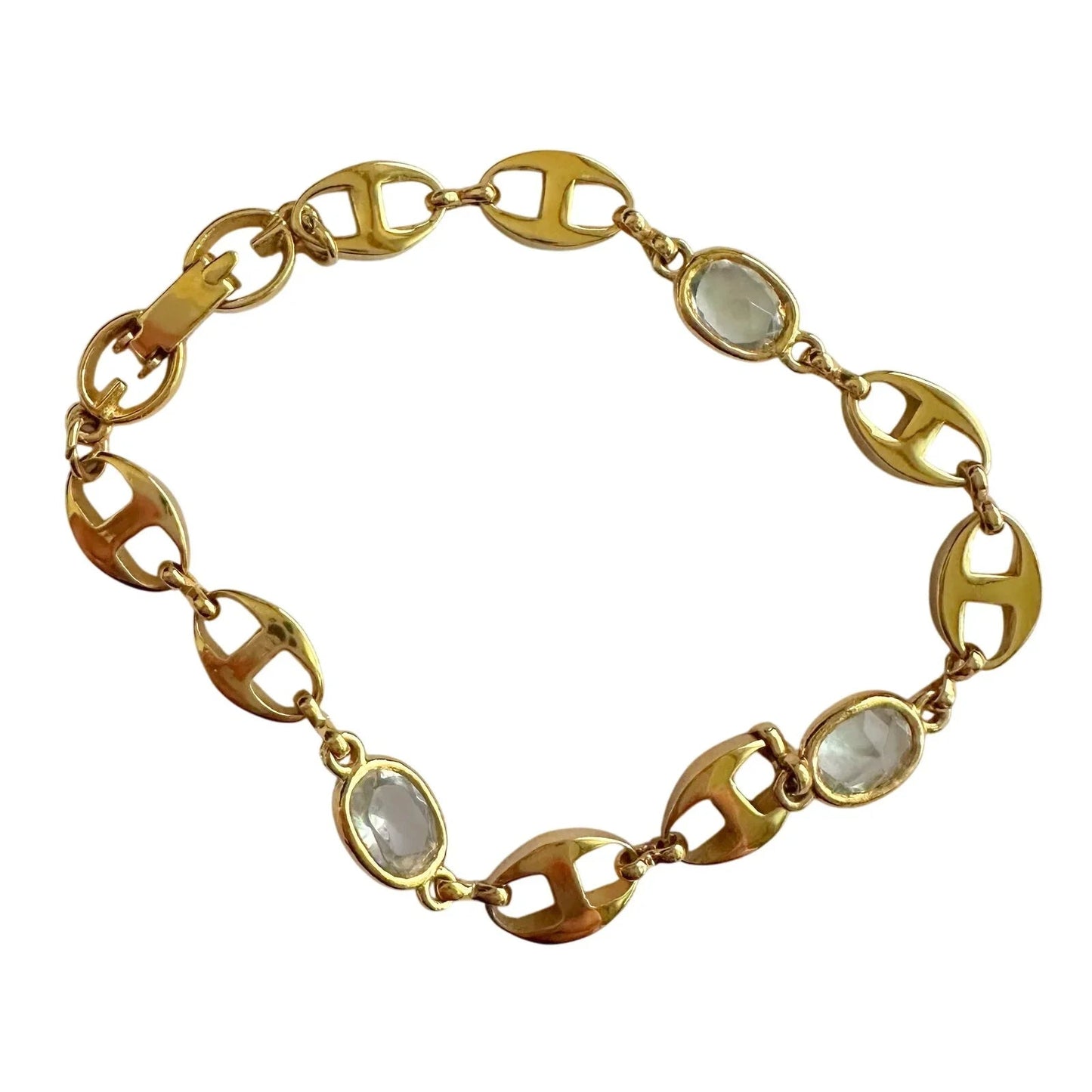 Givenchy Oval Mirrored Gs Gold Plate Bracelet with Clear Gemstones - Gucci - Bracelet - A+ Stuff