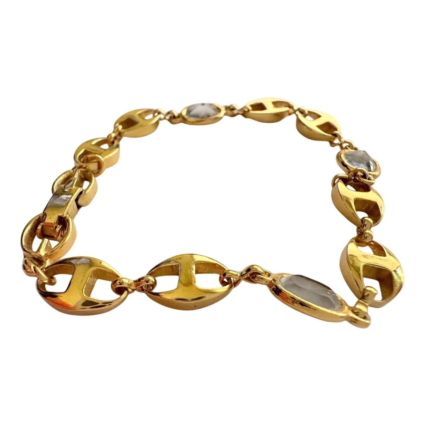 Givenchy Oval Mirrored Gs Gold Plate Bracelet with Clear Gemstones - Gucci - Bracelet - A+ Stuff