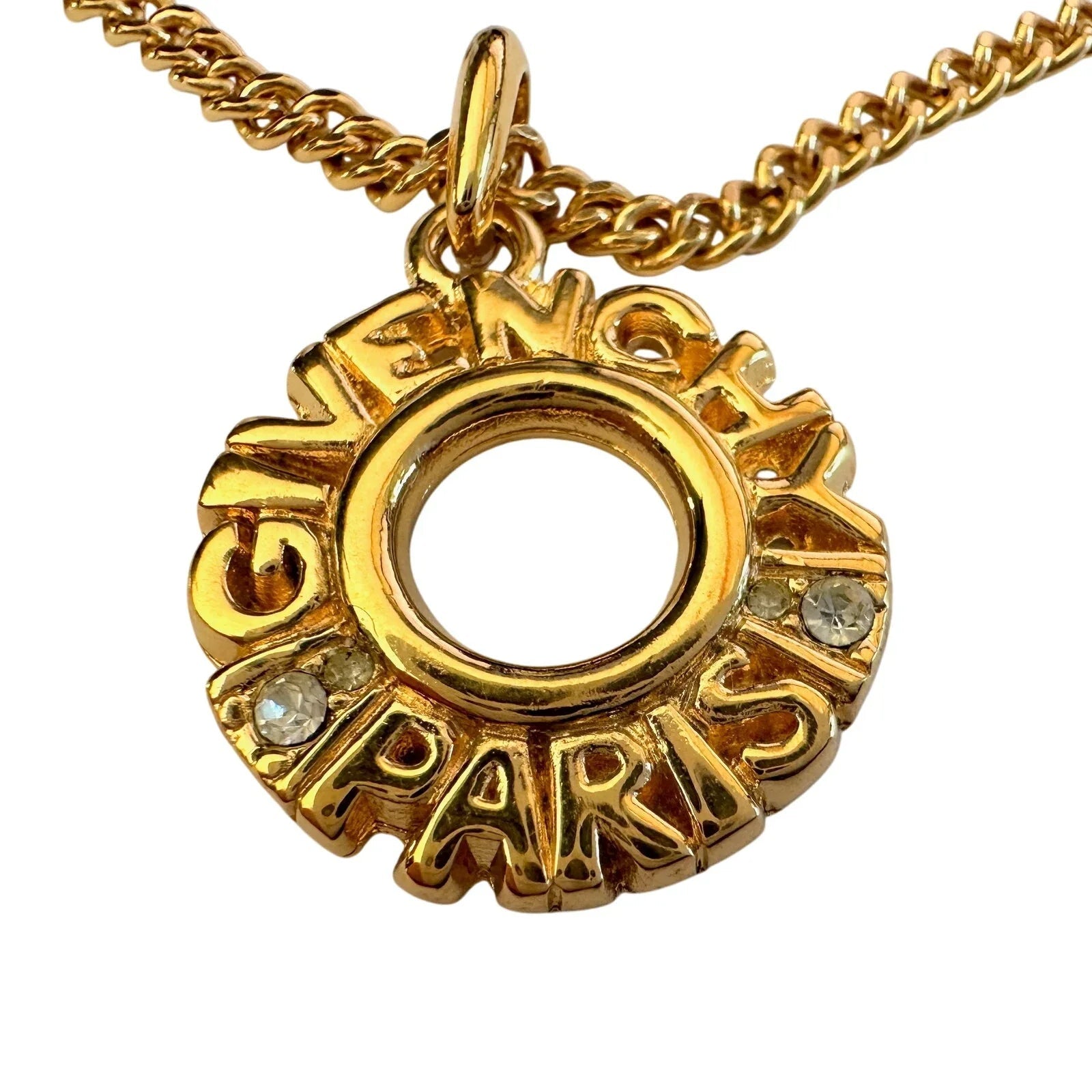 Givenchy Paris Round Pendant with Rhinestones Necklace and hang Tag - Givenchy - Necklace with Pendant - A+ Stuff
