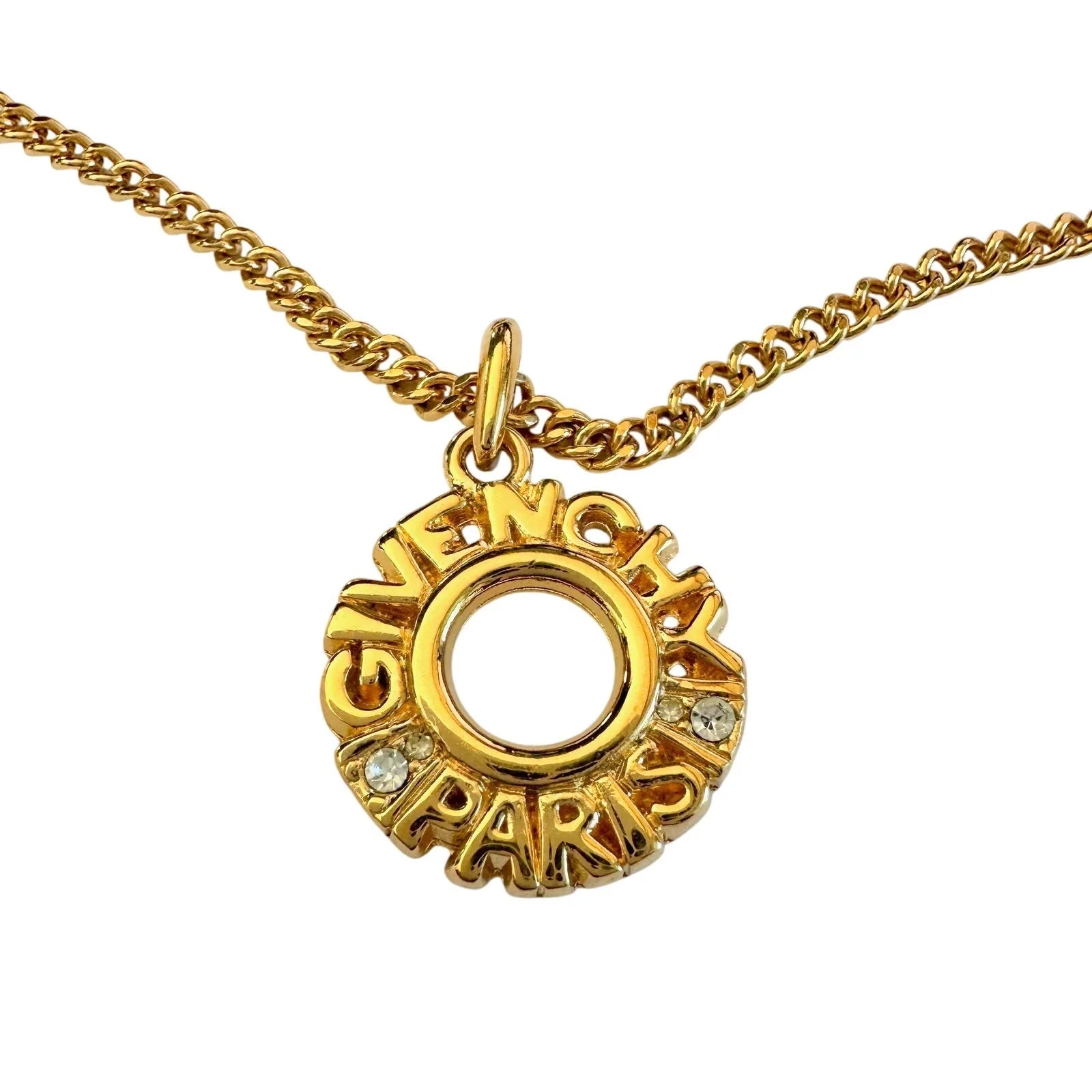 Givenchy Paris Round Pendant with Rhinestones Necklace and hang Tag - Givenchy - Necklace with Pendant - A+ Stuff