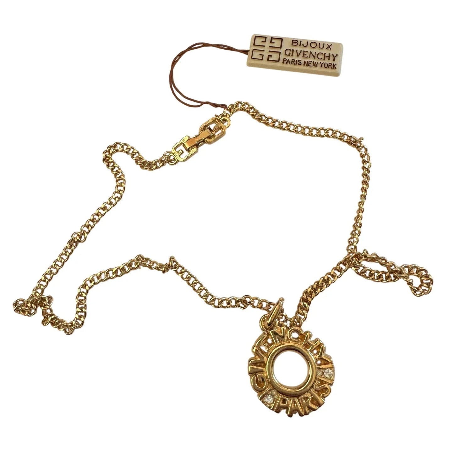 Givenchy Paris Round Pendant with Rhinestones Necklace and hang Tag - Givenchy - Necklace with Pendant - A+ Stuff