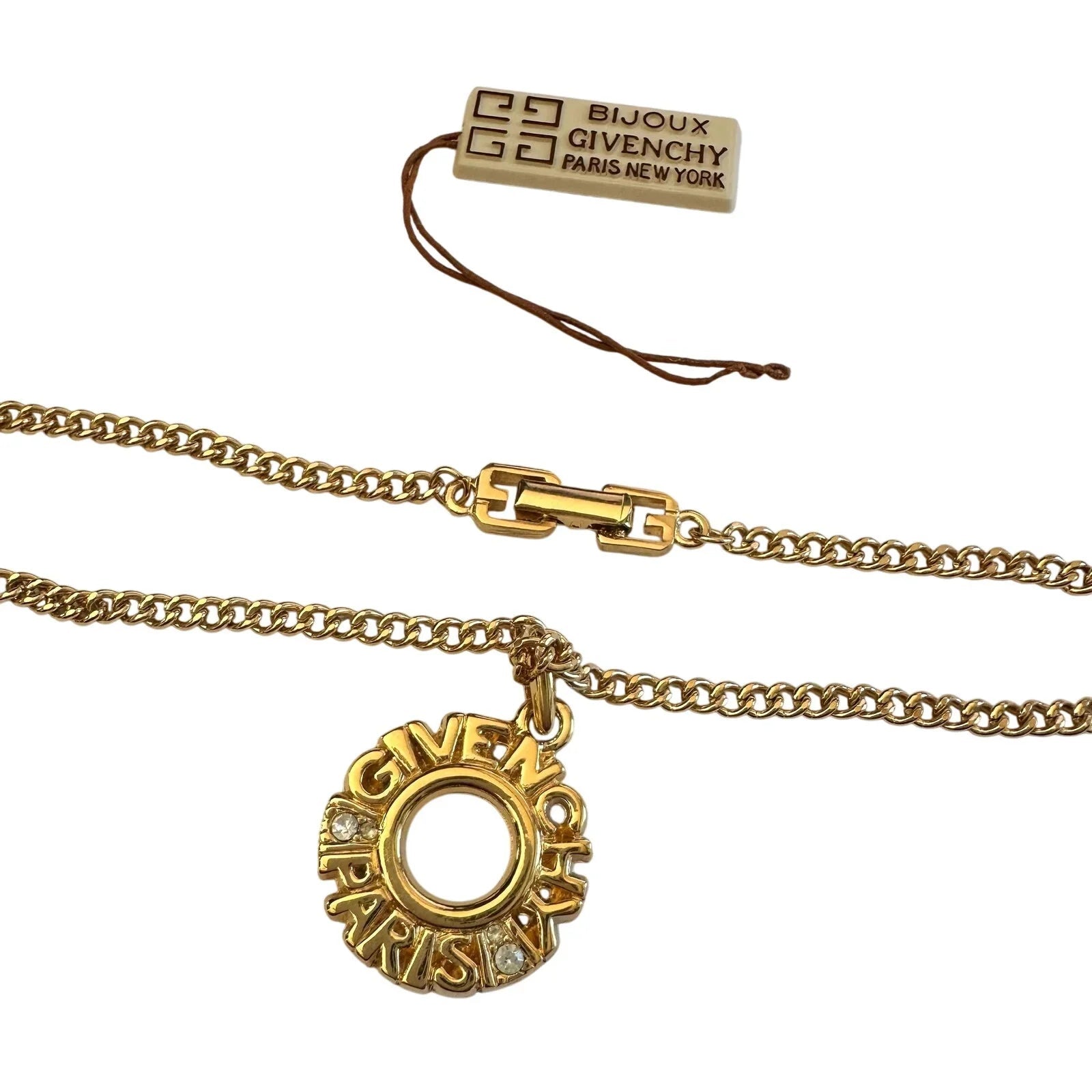 Givenchy Paris Round Pendant with Rhinestones Necklace and hang Tag - Givenchy - Necklace with Pendant - A+ Stuff