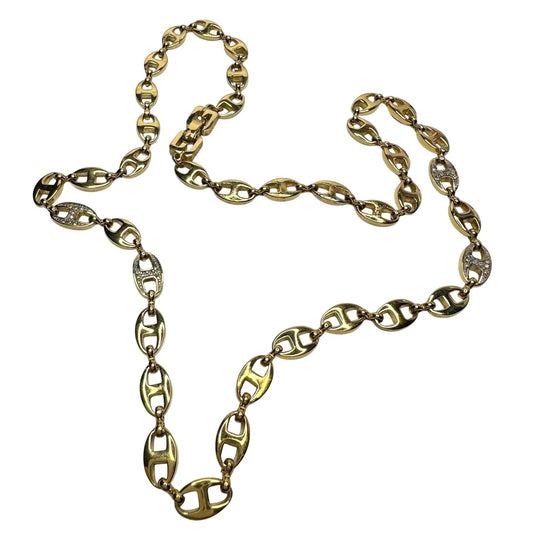 Givenchy Puffed Anchor Mariner 21" Chain Necklace w 4 Rhinestoned Links - Givenchy - Longer Necklace Chain - A+ Stuff