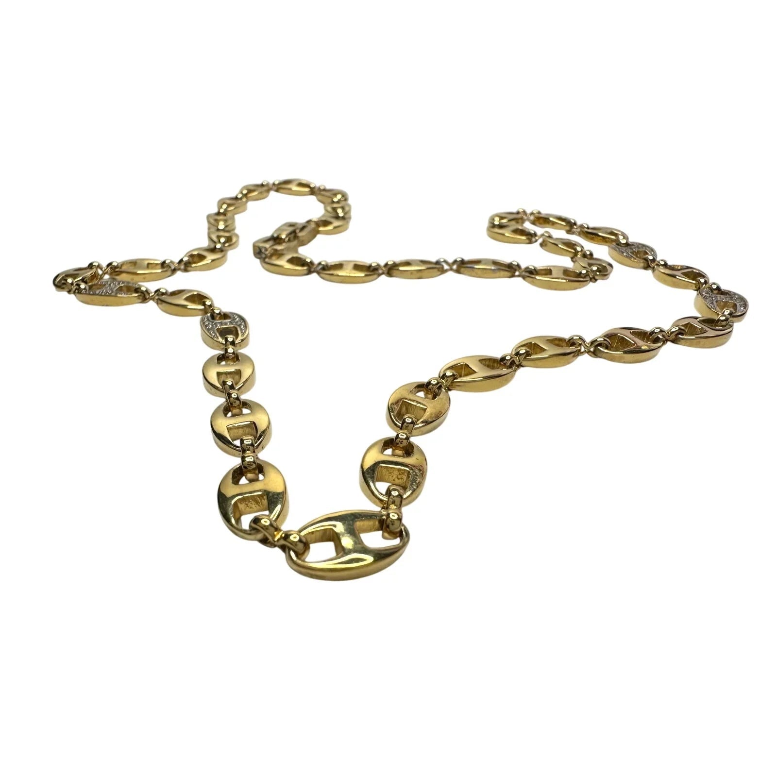 Givenchy Puffed Anchor Mariner 21" Chain Necklace w 4 Rhinestoned Links - Givenchy - Longer Necklace Chain - A+ Stuff