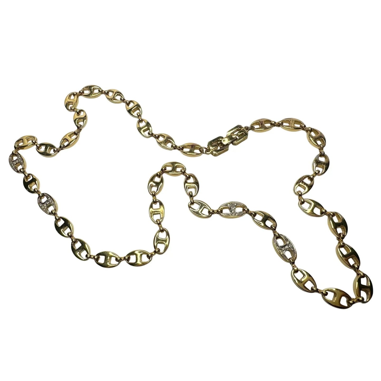 Givenchy Puffed Anchor Mariner 21" Chain Necklace w 4 Rhinestoned Links - Givenchy - Longer Necklace Chain - A+ Stuff