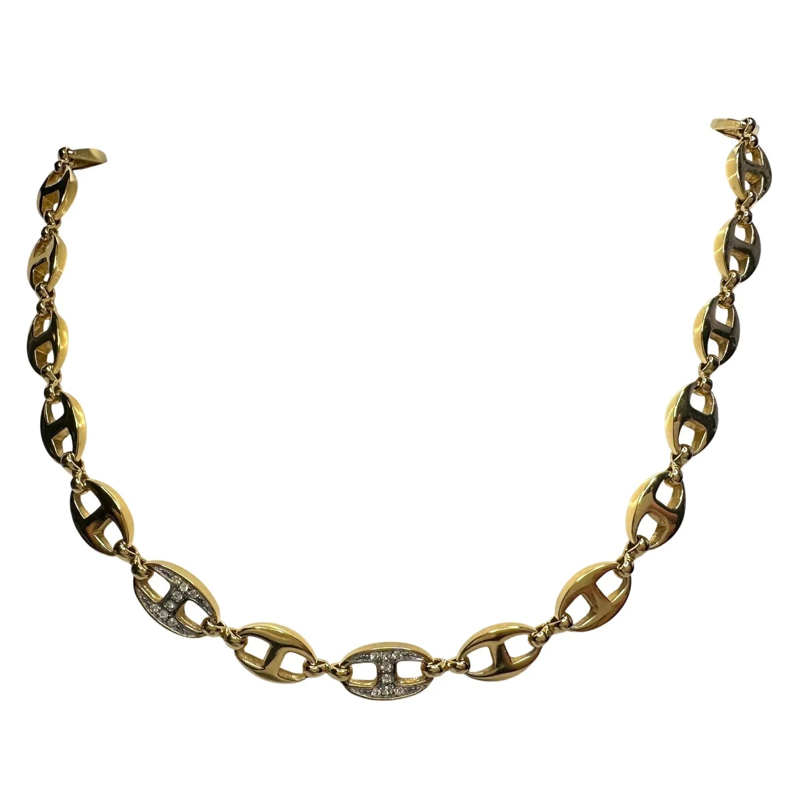 Givenchy Puffed Anchor Mariner 21" Chain Necklace w 4 Rhinestoned Links - Givenchy - Longer Necklace Chain - A+ Stuff