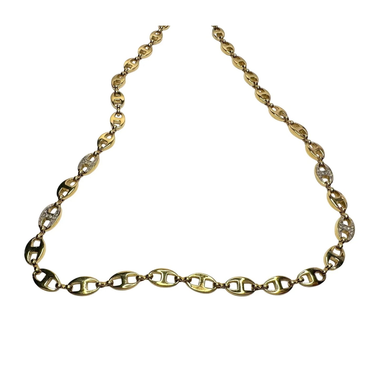 Givenchy Puffed Anchor Mariner 21" Chain Necklace w 4 Rhinestoned Links - Givenchy - Longer Necklace Chain - A+ Stuff