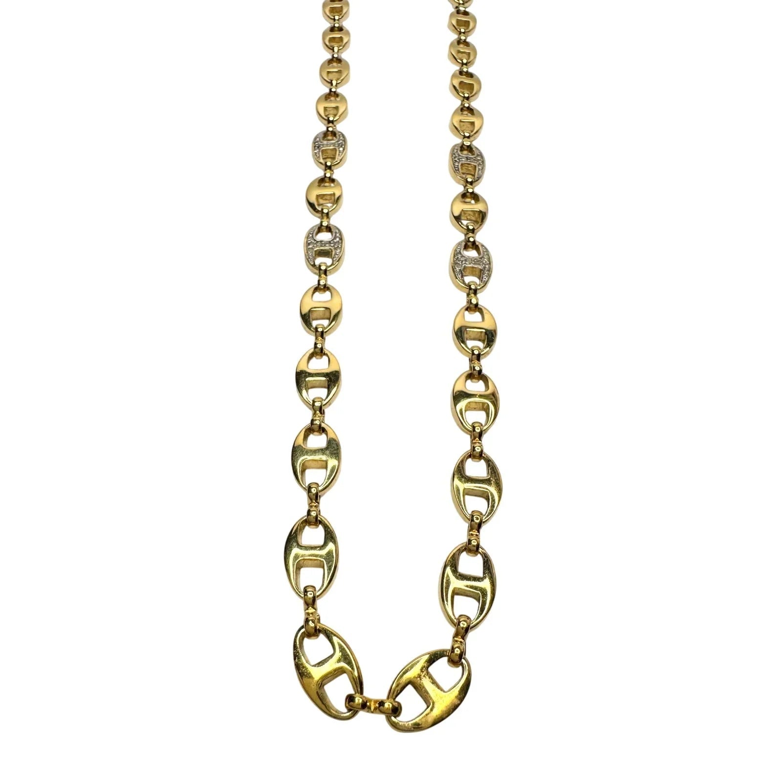 Givenchy Puffed Anchor Mariner 21" Chain Necklace w 4 Rhinestoned Links - Givenchy - Longer Necklace Chain - A+ Stuff