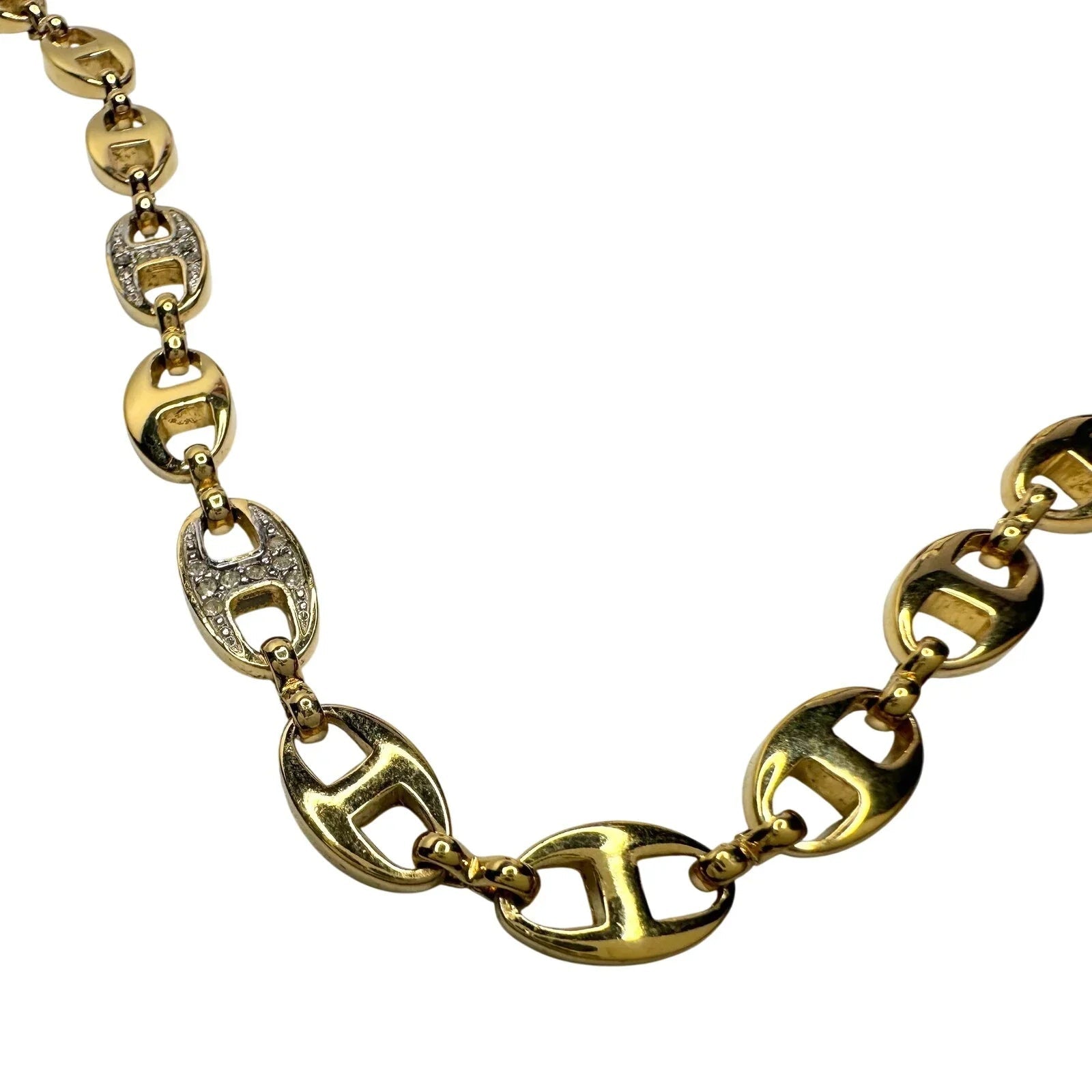 Givenchy Puffed Anchor Mariner 21" Chain Necklace w 4 Rhinestoned Links - Givenchy - Longer Necklace Chain - A+ Stuff