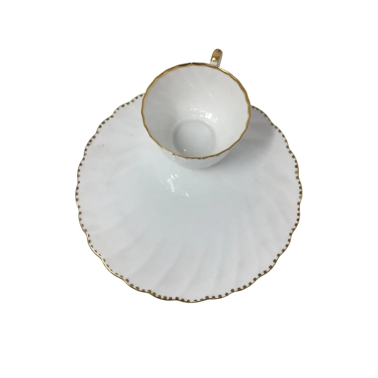 Gladstone Bone China Old Grecian Flute White/Gold Teacup & Saucer - A+ Stuff - Coffee & Tea Cups - A+ Stuff