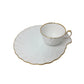 Gladstone Bone China Old Grecian Flute White/Gold Teacup & Saucer - A+ Stuff - Coffee & Tea Cups - A+ Stuff