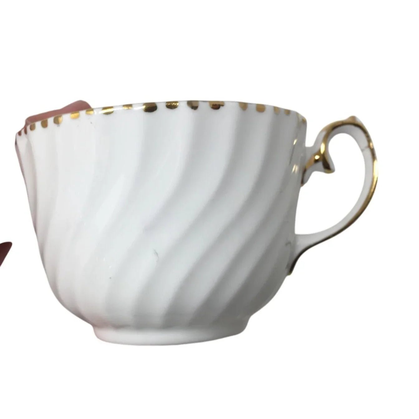 Gladstone Bone China Old Grecian Flute White/Gold Teacup & Saucer - A+ Stuff - Coffee & Tea Cups - A+ Stuff