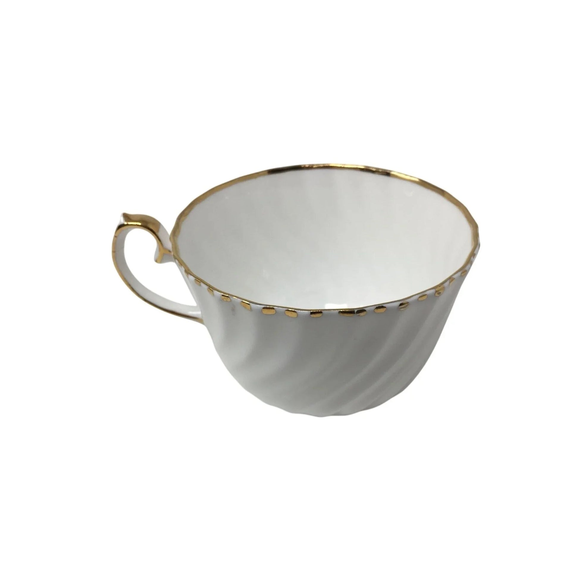 Gladstone Bone China Old Grecian Flute White/Gold Teacup & Saucer - A+ Stuff - Coffee & Tea Cups - A+ Stuff