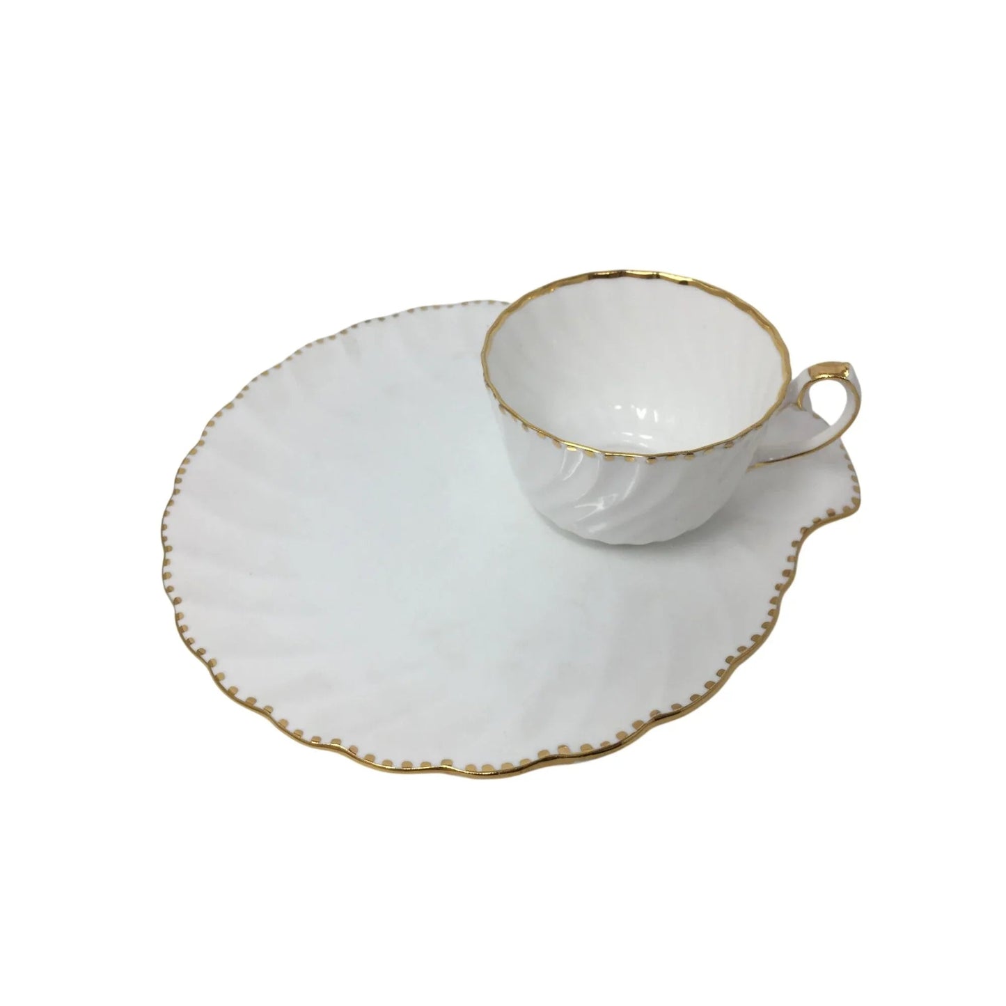 Gladstone Bone China Old Grecian Flute White/Gold Teacup & Saucer - A+ Stuff - Coffee & Tea Cups - A+ Stuff