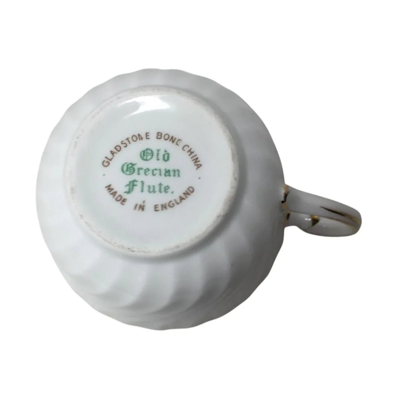 Gladstone Bone China Old Grecian Flute White/Gold Teacup & Saucer - A+ Stuff - Coffee & Tea Cups - A+ Stuff
