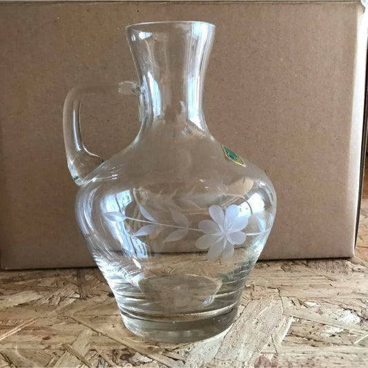 Glass Carafe LAUSITZER GERMANY with Pips - cups - Pretty Etched Pattern - Lausitzer Glas - Serving Pitchers & Carafes - A+ Stuff