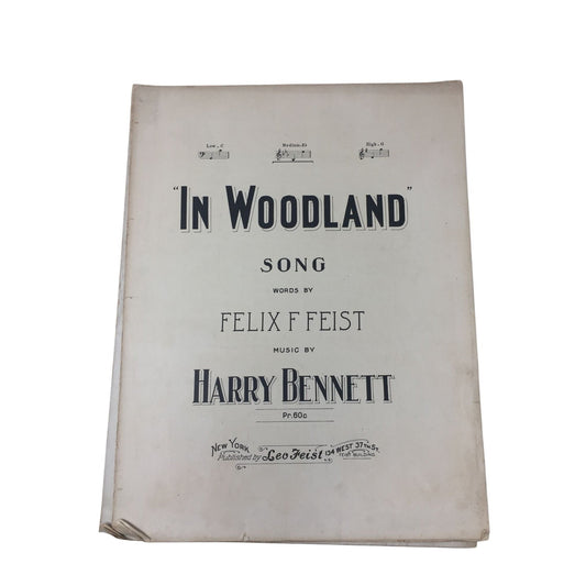 Vintage Sheet Music for the Song "'In Woodland Song" unbranded  A+ Stuff Sheet Music