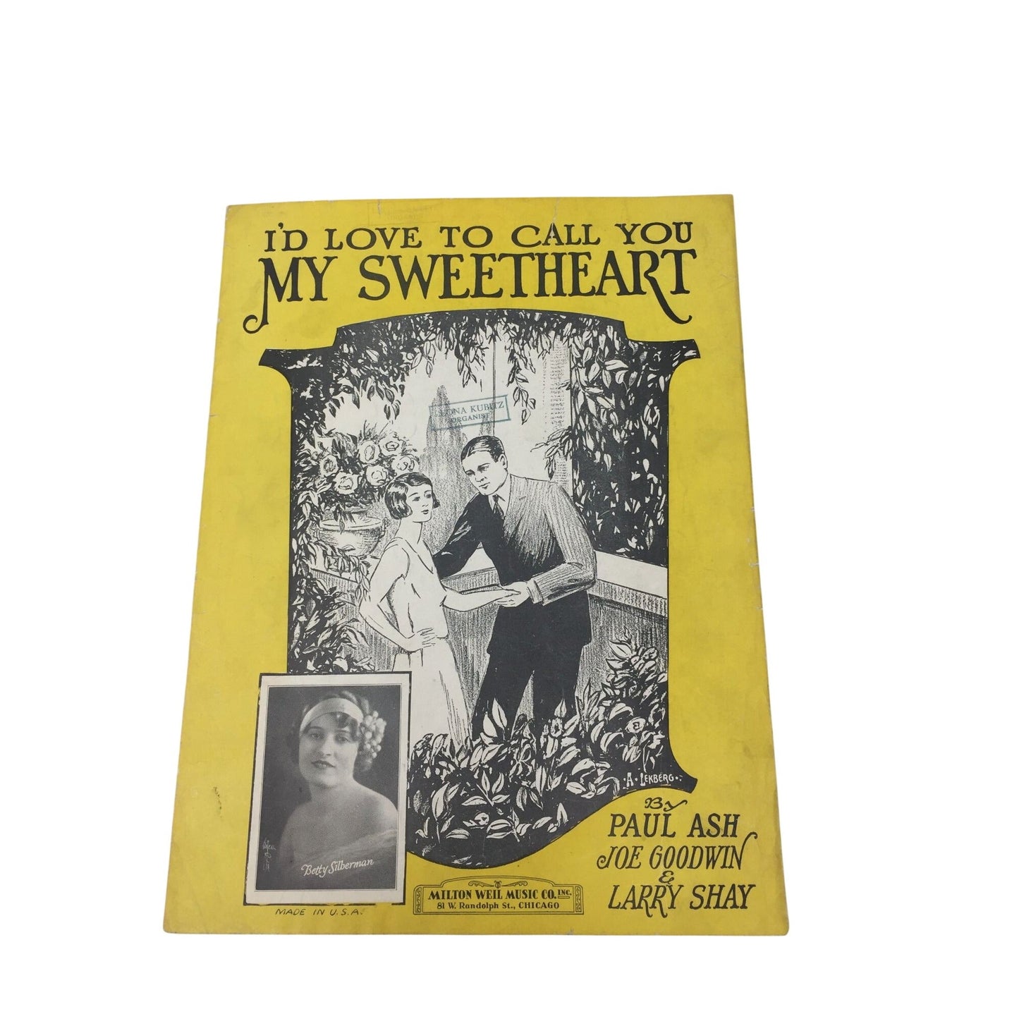 Vintage Sheet Music for the song "I'd Love to Call You My Sweetheart" A+ Stuff  A+ Stuff SHEET MUSIC