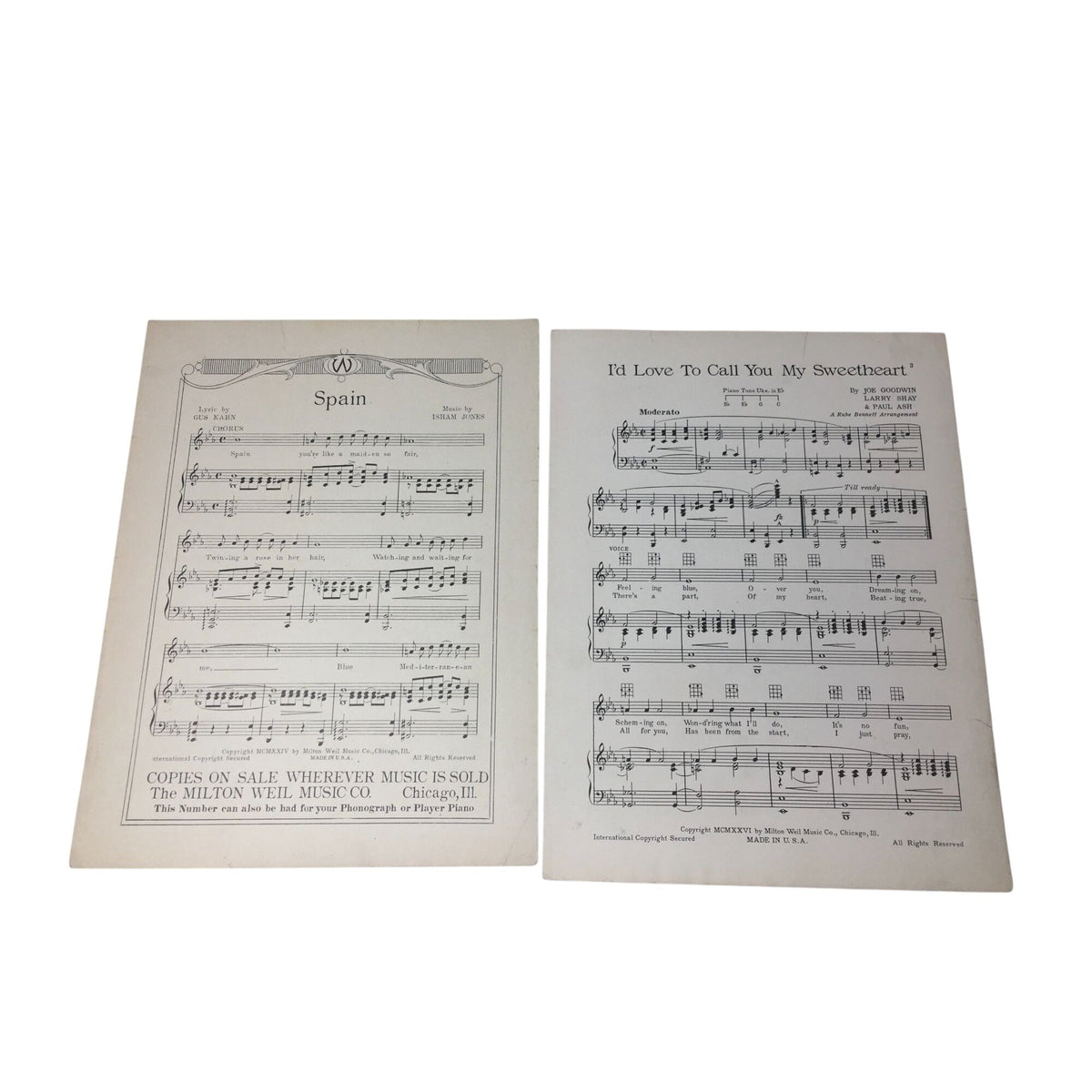Vintage Sheet Music for the song "I'd Love to Call You My Sweetheart" A+ Stuff  A+ Stuff SHEET MUSIC