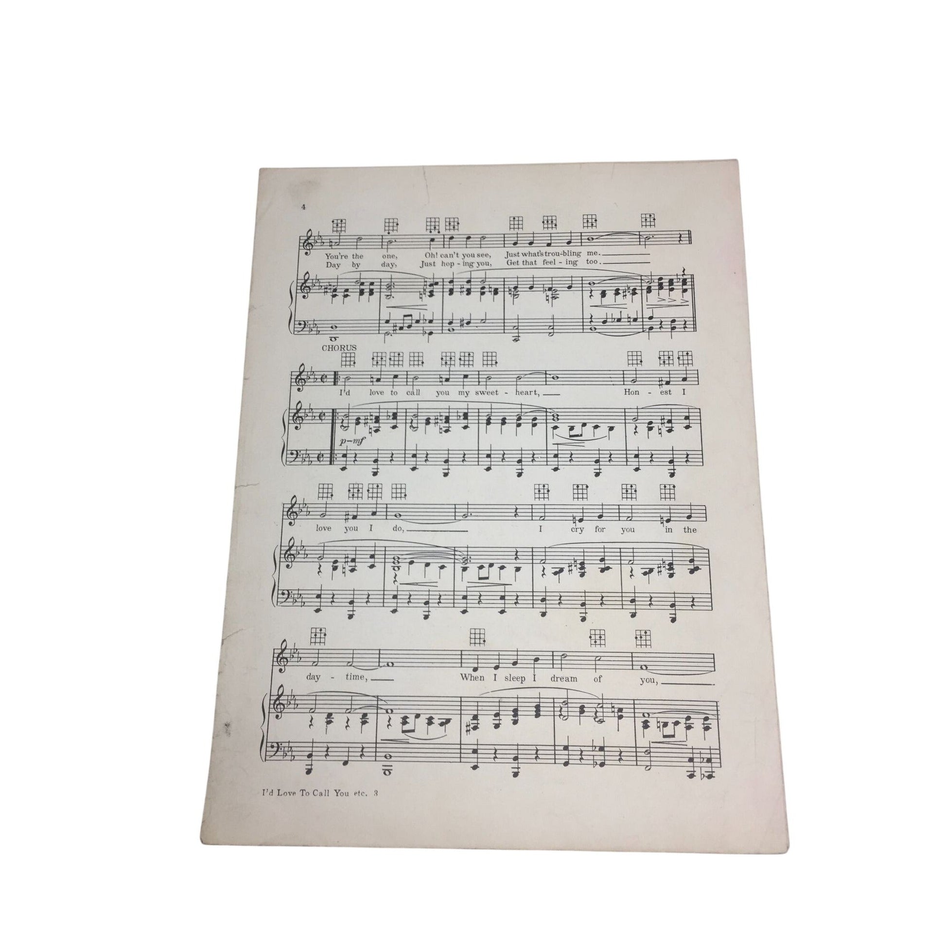 Vintage Sheet Music for the song "I'd Love to Call You My Sweetheart" A+ Stuff  A+ Stuff SHEET MUSIC