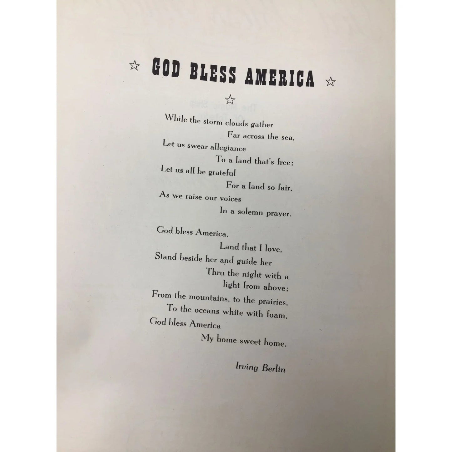 ''GOD BLESS AMERICA'' BY IRVING BERLIN - A+ Stuff - SHEET MUSIC - A+ Stuff