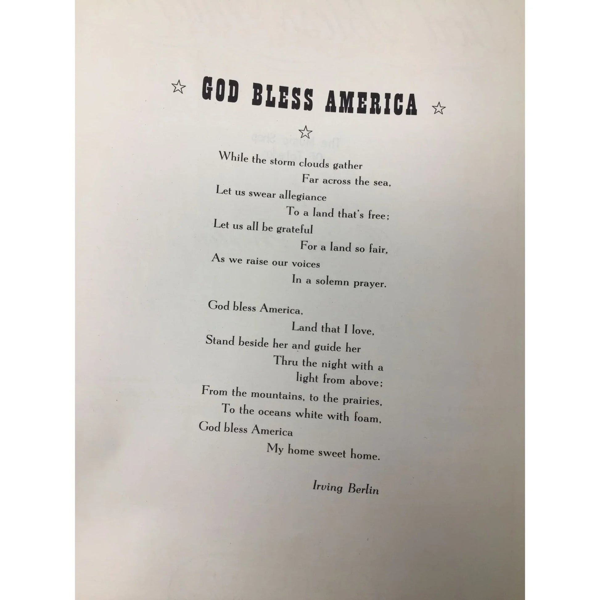 ''GOD BLESS AMERICA'' BY IRVING BERLIN - A+ Stuff - SHEET MUSIC - A+ Stuff