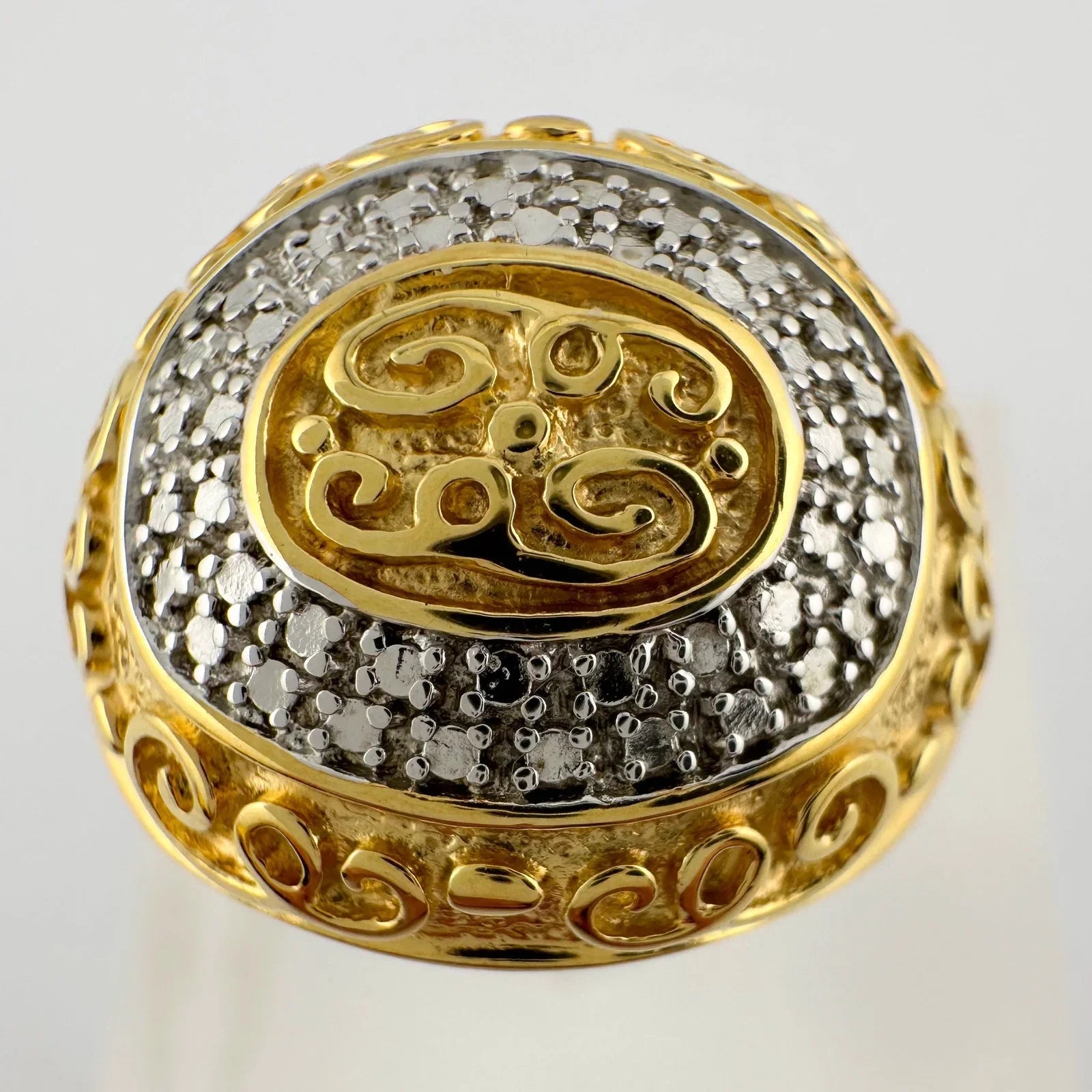 Gold and Silver Statement Ring with Ancient Motif - Size 7.5 - Unbranded - Ring - A+ Stuff