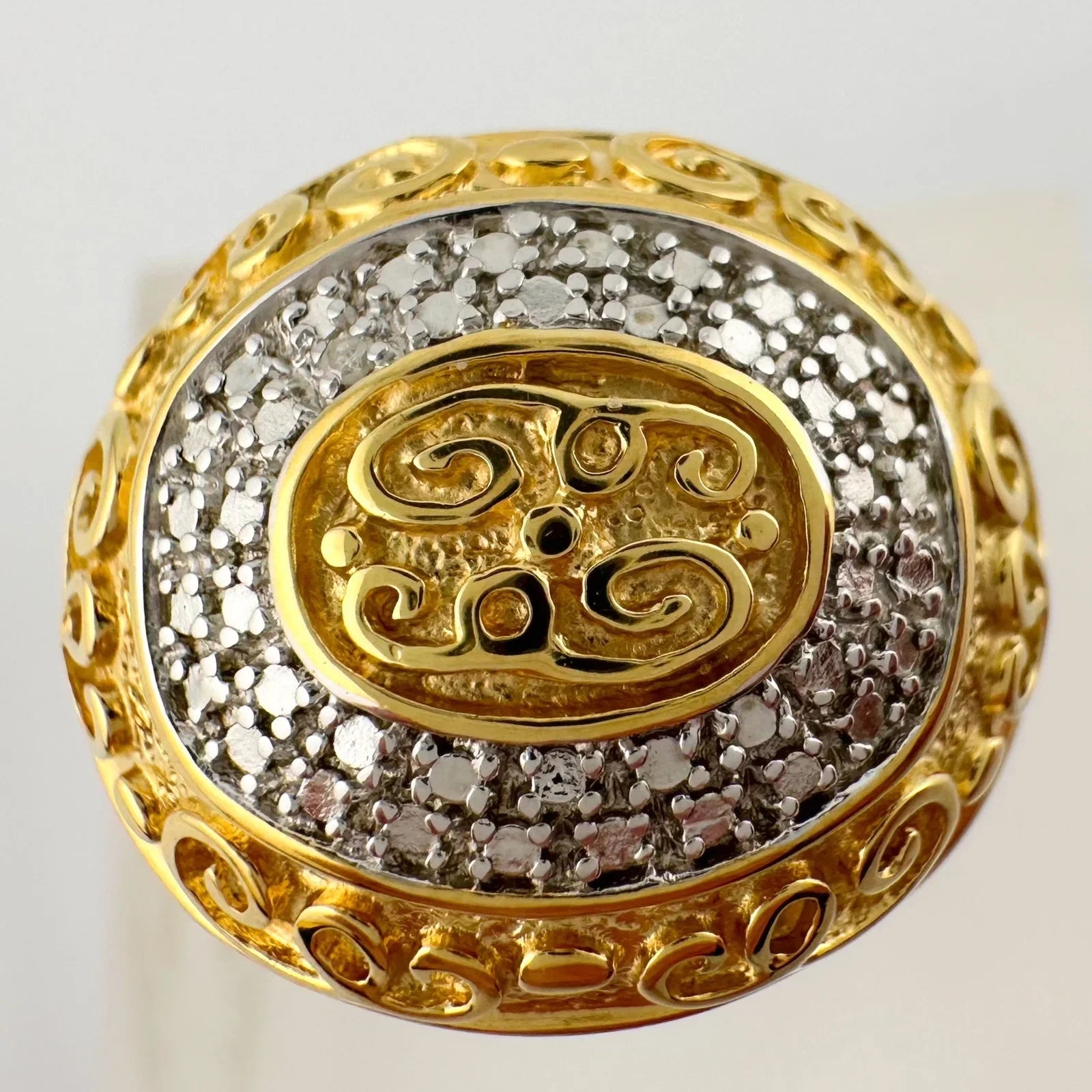 Gold and Silver Statement Ring with Ancient Motif - Size 7.5 - Unbranded - Ring - A+ Stuff