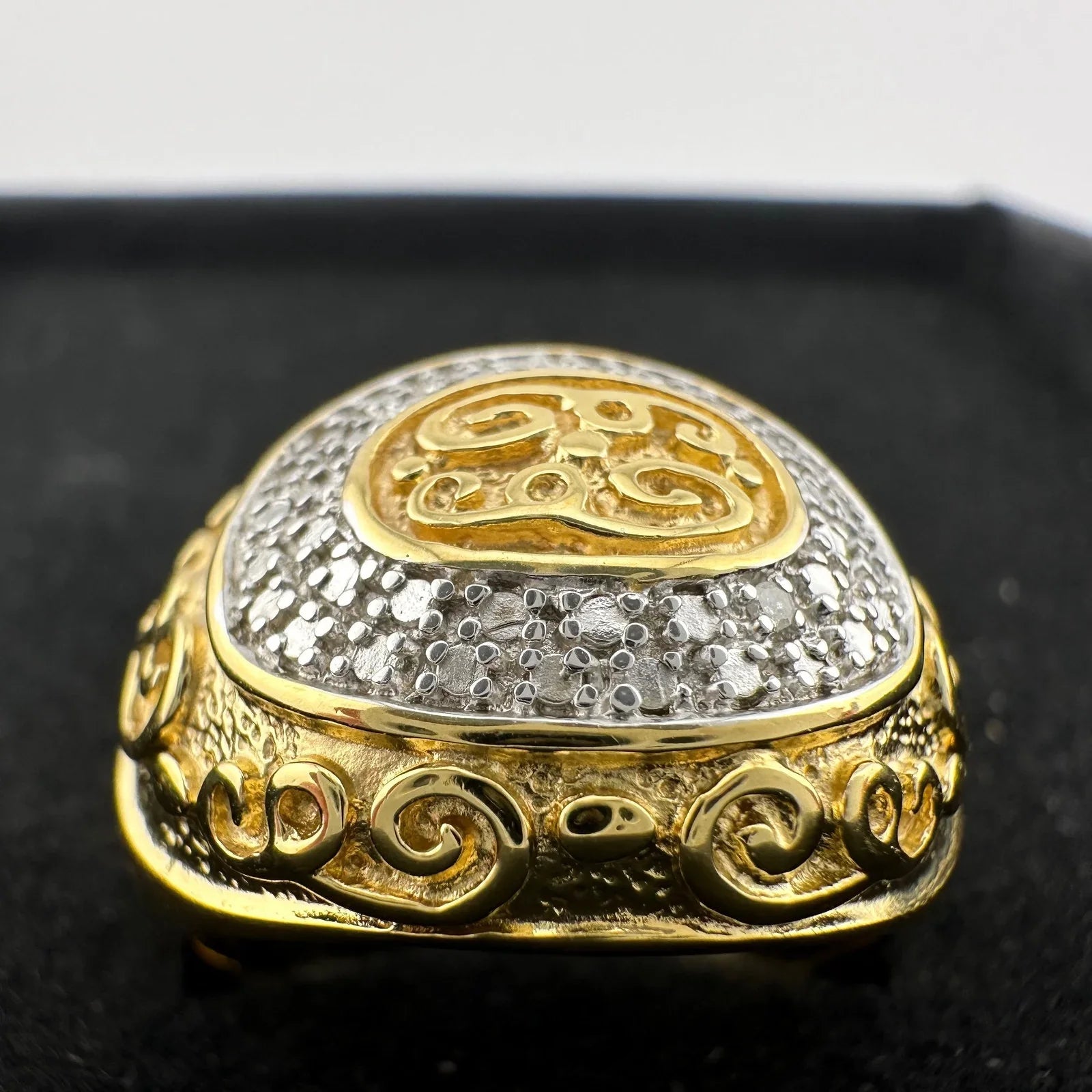 Gold and Silver Statement Ring with Ancient Motif - Size 7.5 - Unbranded - Ring - A+ Stuff