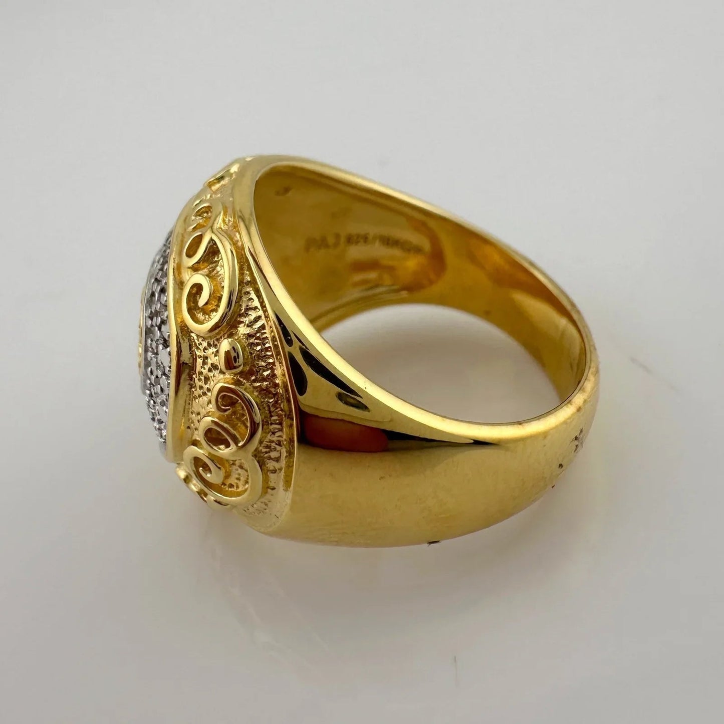 Gold and Silver Statement Ring with Ancient Motif - Size 7.5 - Unbranded - Ring - A+ Stuff