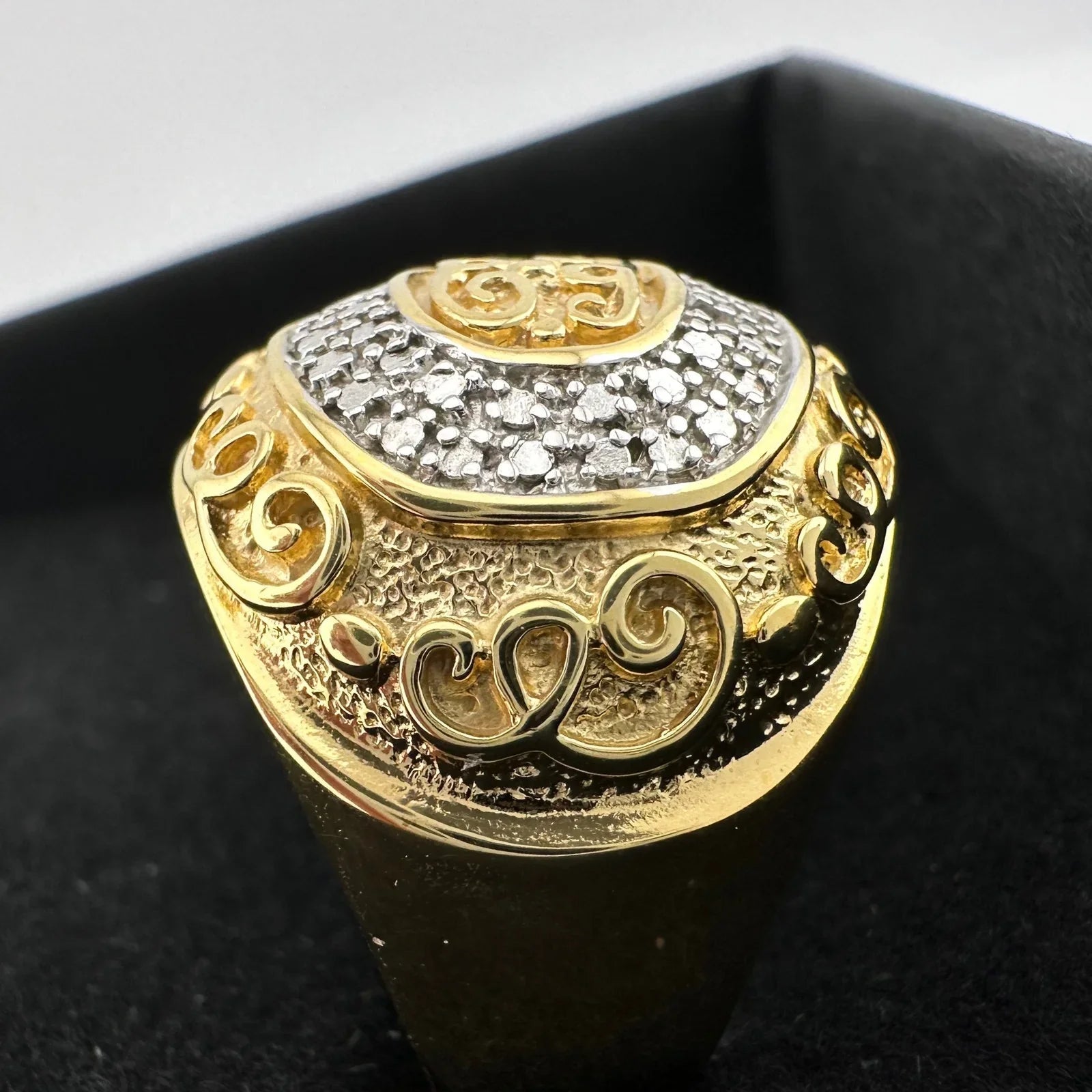 Gold and Silver Statement Ring with Ancient Motif - Size 7.5 - Unbranded - Ring - A+ Stuff