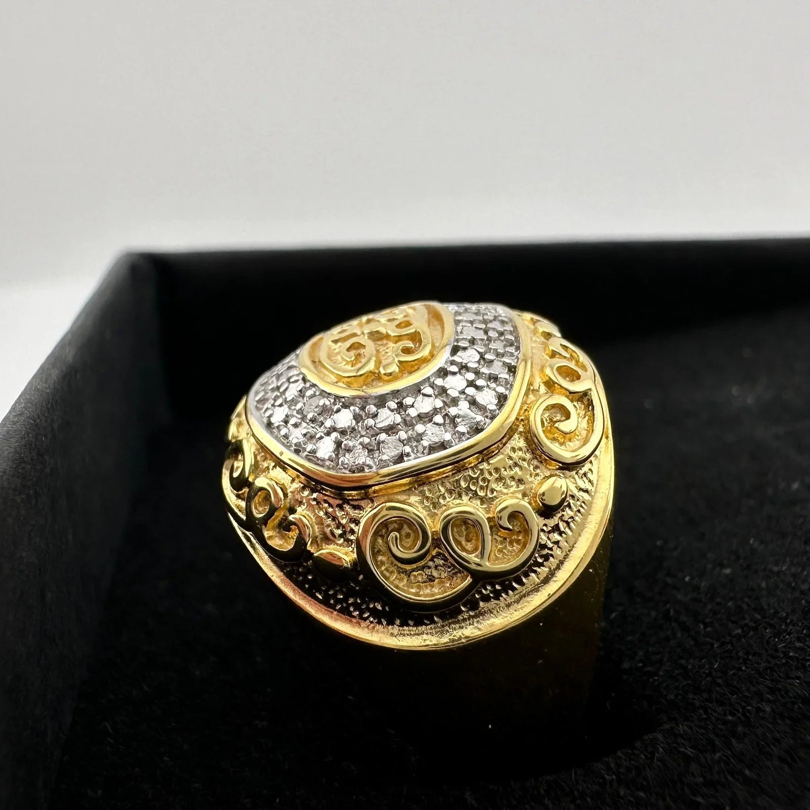 Gold and Silver Statement Ring with Ancient Motif - Size 7.5 - Unbranded - Ring - A+ Stuff