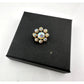 Gold Tone Flower Shaped Aurora Borealis Rhinestone Pin - Vintage Costume Jewelry - A+ Stuff - Costume Jewelry - A+ Stuff