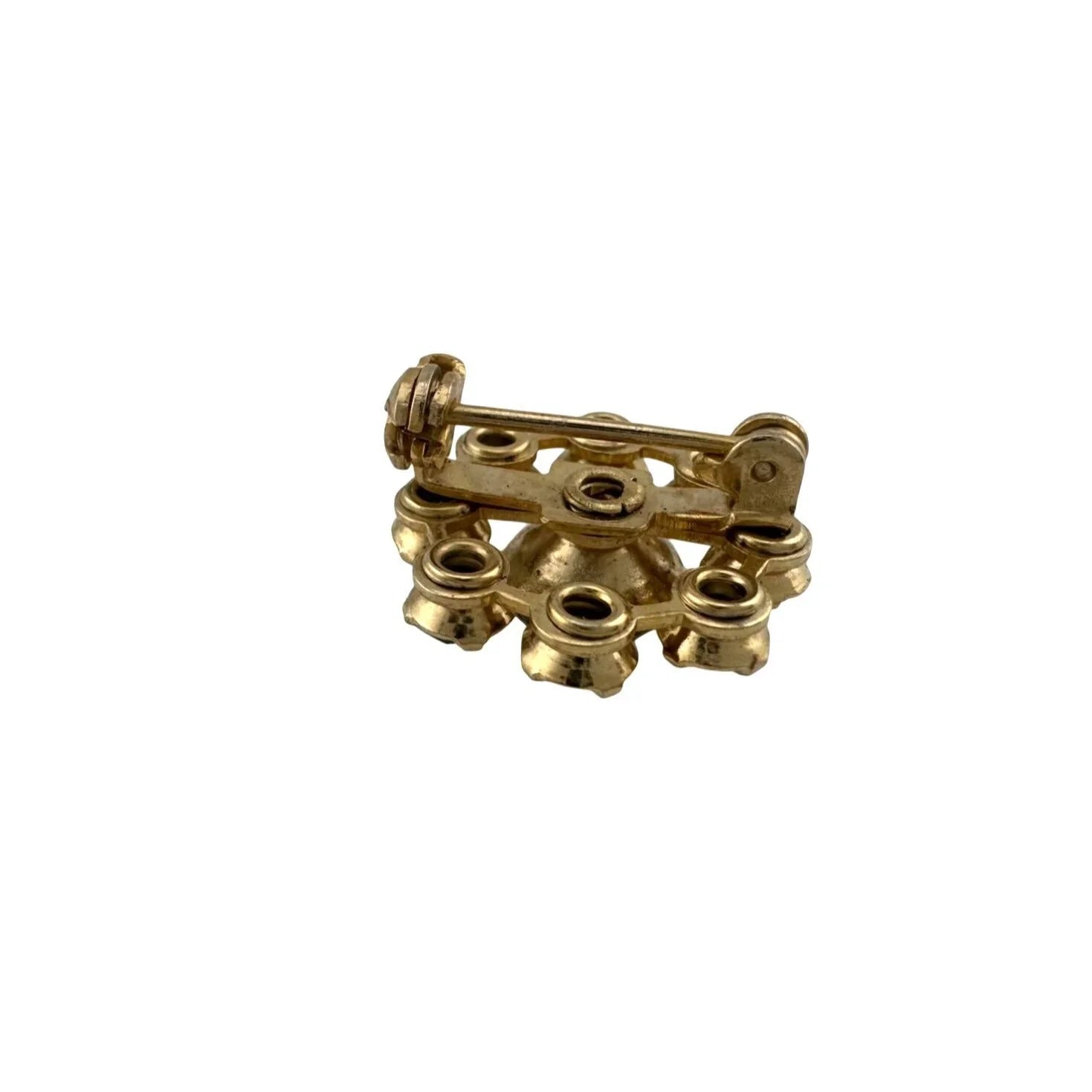 Gold Tone Flower Shaped Aurora Borealis Rhinestone Pin - Vintage Costume Jewelry - A+ Stuff - Costume Jewelry - A+ Stuff