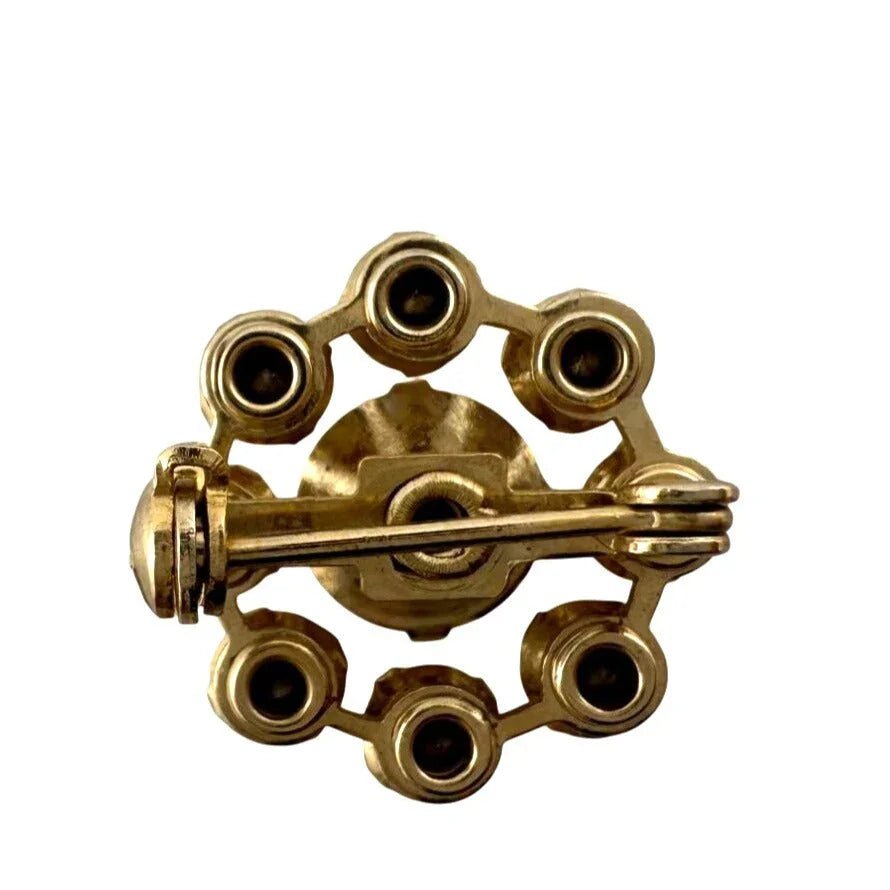 Gold Tone Flower Shaped Aurora Borealis Rhinestone Pin - Vintage Costume Jewelry - A+ Stuff - Costume Jewelry - A+ Stuff
