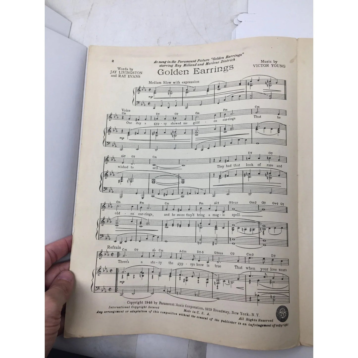 ''Golden Earrings'' by Jay Livingston, Roy Evans, and and Victor Young - A+ Stuff - Sheet Music - A+ Stuff