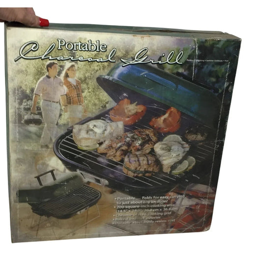 Green & Silver Portable Charcoal Grill - A+ Stuff - Cookware - A+ Stuff