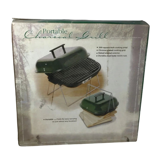 Green & Silver Portable Charcoal Grill - A+ Stuff - Cookware - A+ Stuff