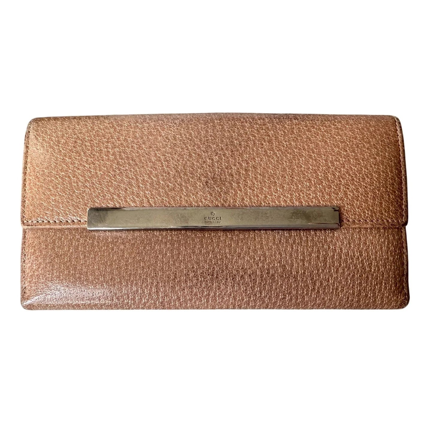 Gucci Beige Pebbled Leather Long Wallet - GUCCI - wallet - A+ Stuff