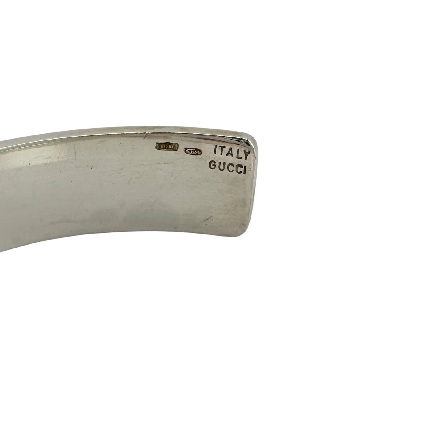 Gucci Black Leather GG Logo Sterling Silver Bangle Bracelet - Vintage! - Gucci - Bracelet - A+ Stuff