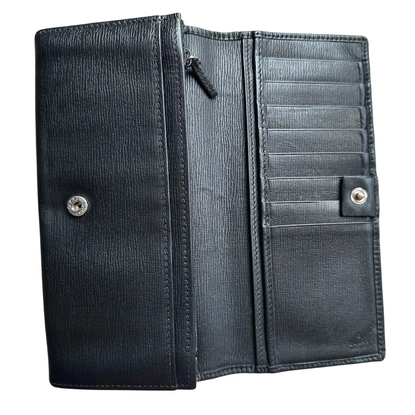 Gucci Black Long Bifold Wallet with Silver Belt Buckle - Gucci - Wallet - A+ Stuff