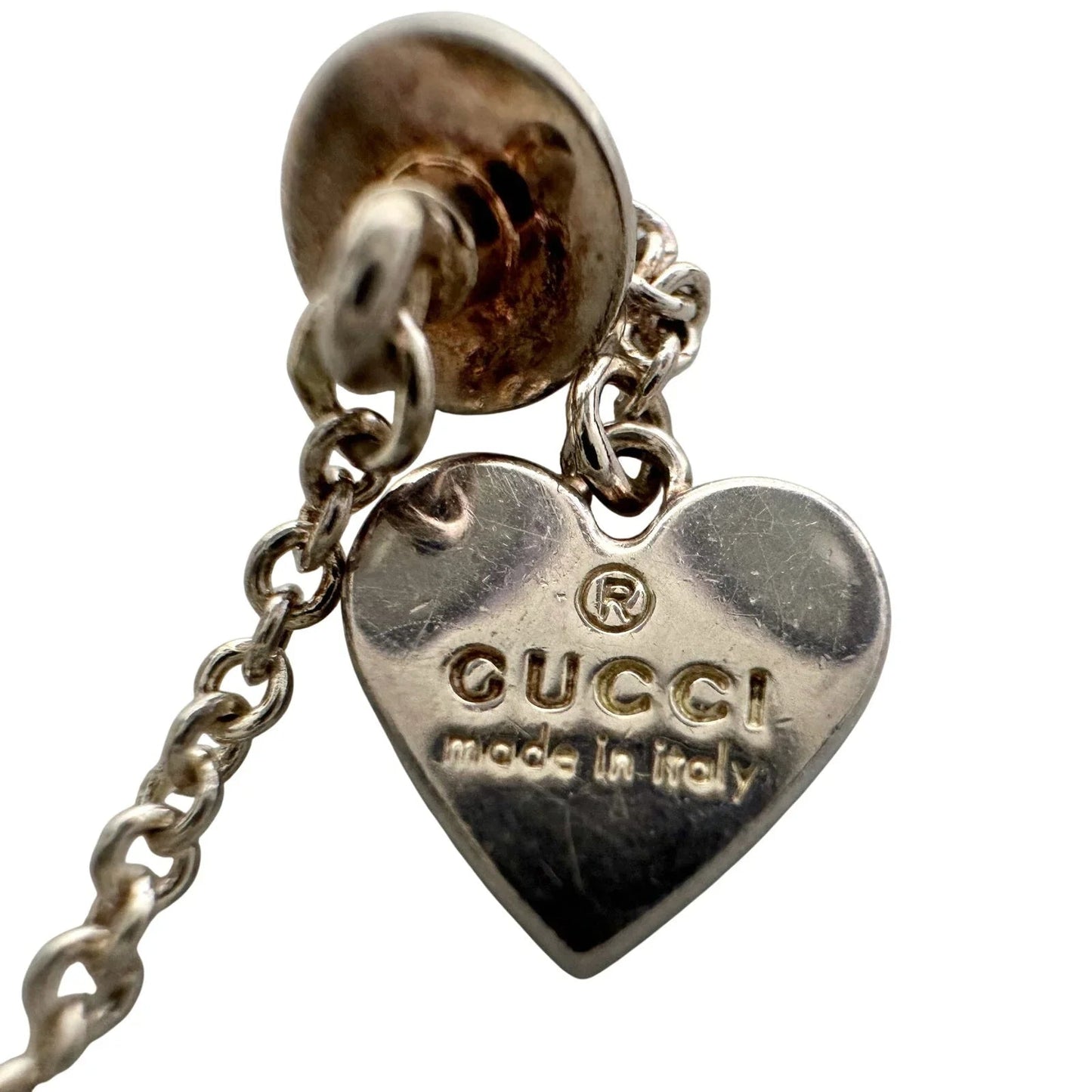 Gucci 'Blind for Love' Engraved Heart Bracelet w Rose Pink & Green Stones - Gucci - Bracelet - A+ Stuff