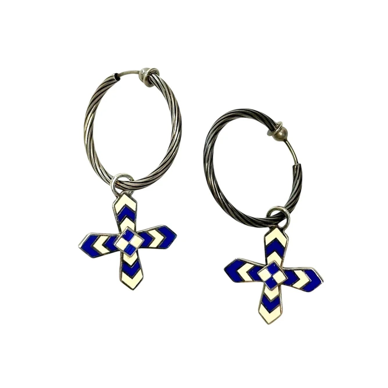 Gucci Enamel Cross Motif Hoop Earrings with Pouch, Box & Booklet - Gucci - Earrings - A+ Stuff