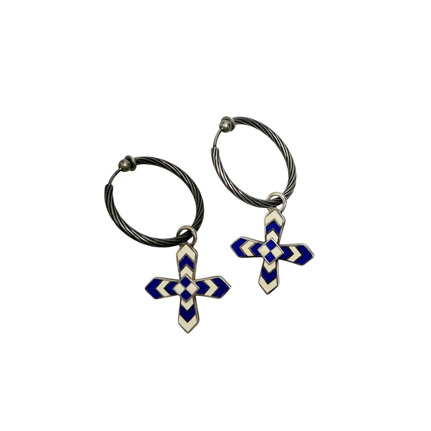Gucci Enamel Cross Motif Hoop Earrings with Pouch, Box & Booklet - Gucci - Earrings - A+ Stuff