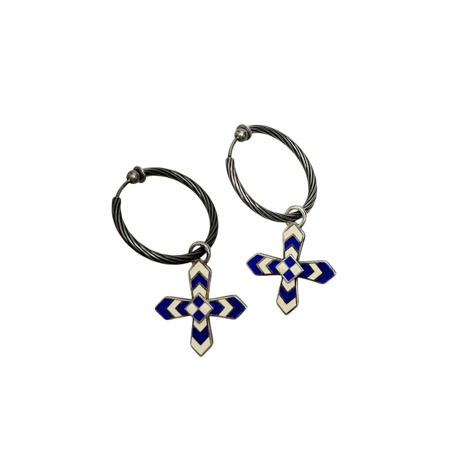 Gucci Enamel Cross Motif Hoop Earrings with Pouch, Box & Booklet - Gucci - Earrings - A+ Stuff